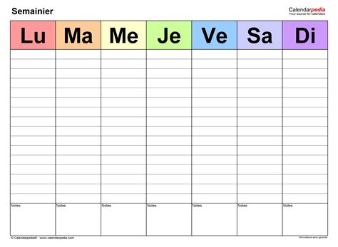 calendrier semainier pdf.